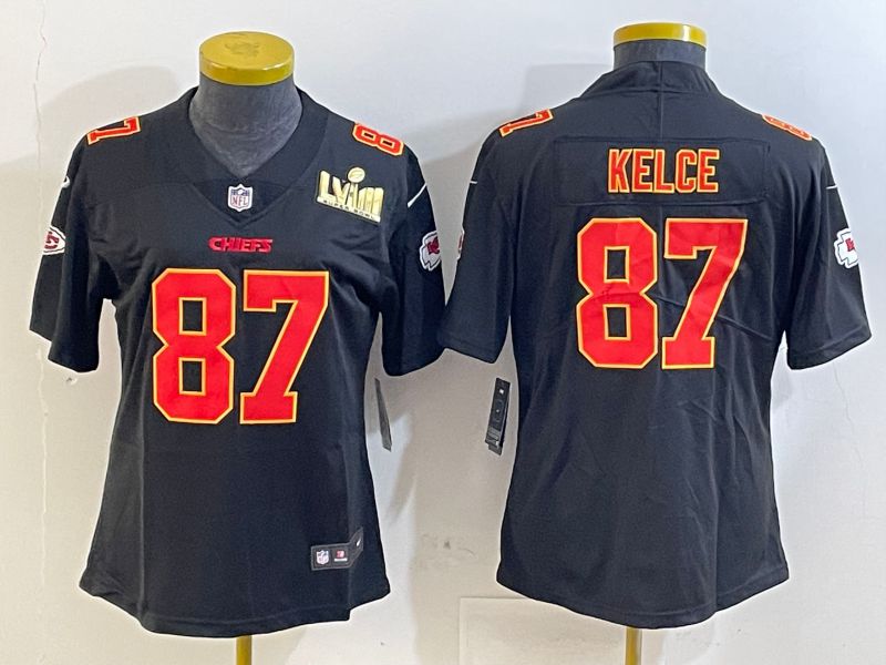 Youth Kansas City Chiefs #87 Kelce Black 2025 Nike Vapor Limited NFL Jersey style 2092
